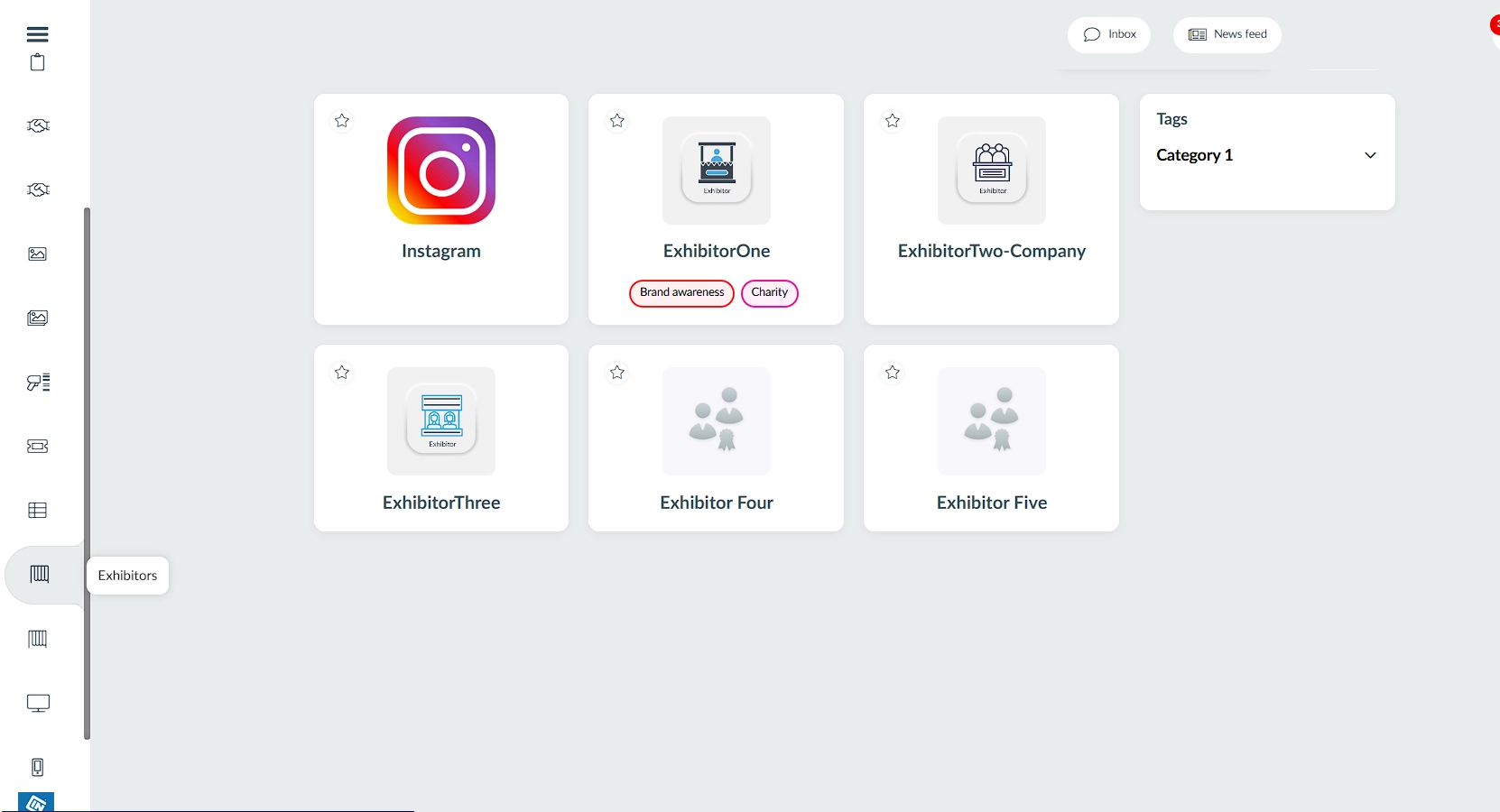 Image showing what the Exhibitors tab looks like