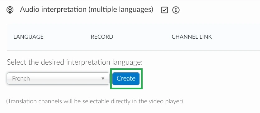 Selecting a language when creating a new channel