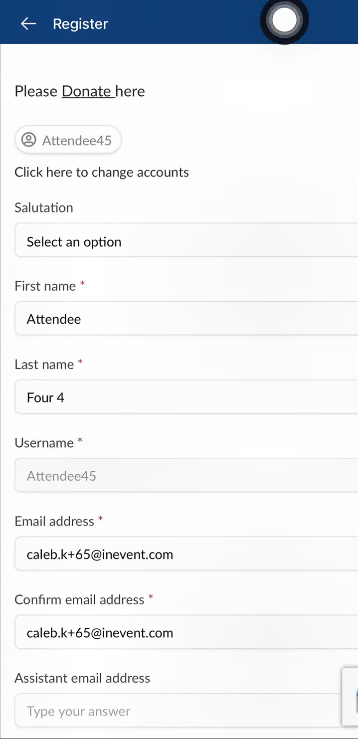 Registering for an event