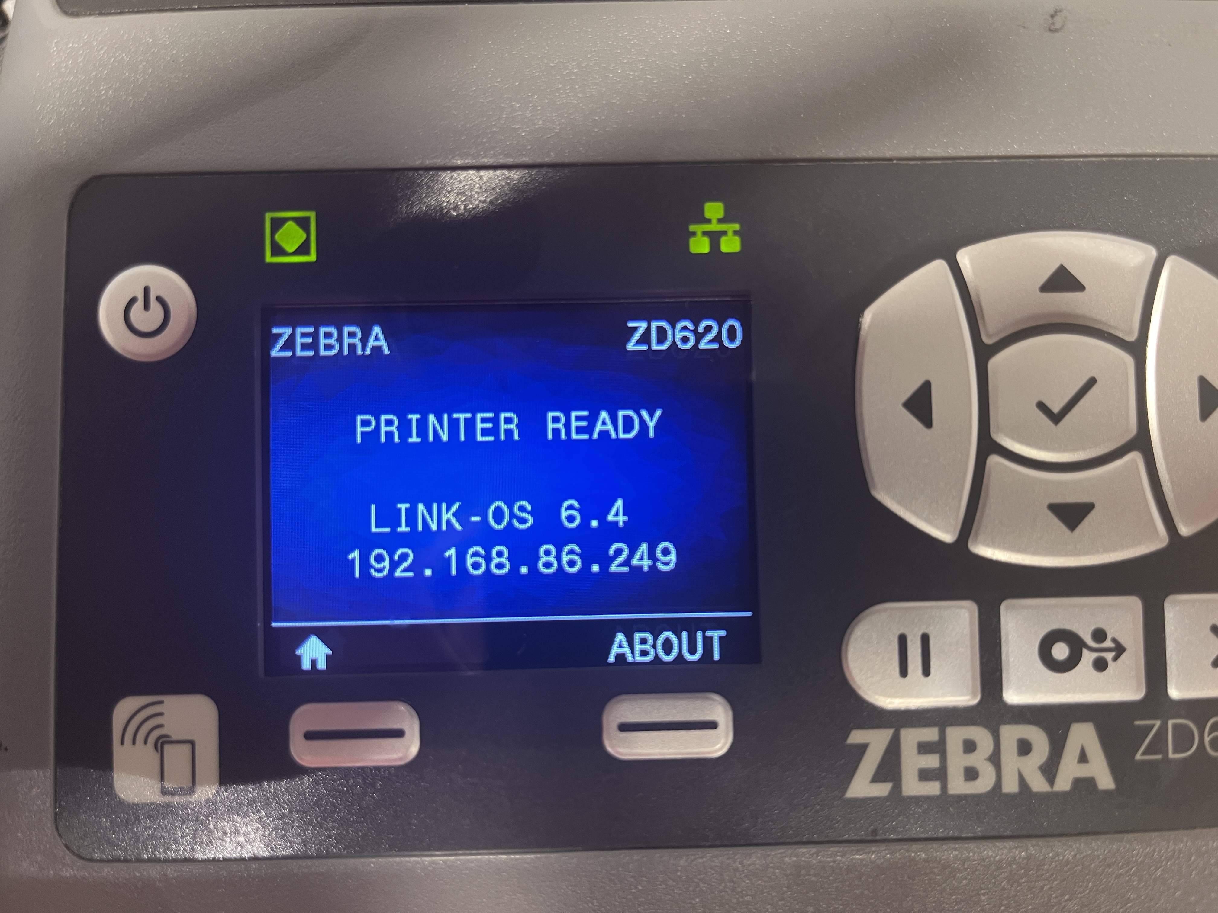 Image showing the printer's main screen