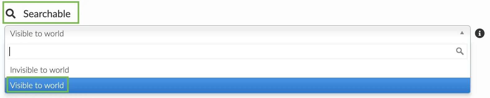 Searchable: Visible to world