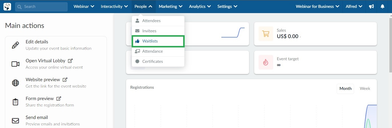 Accessing the waitlist