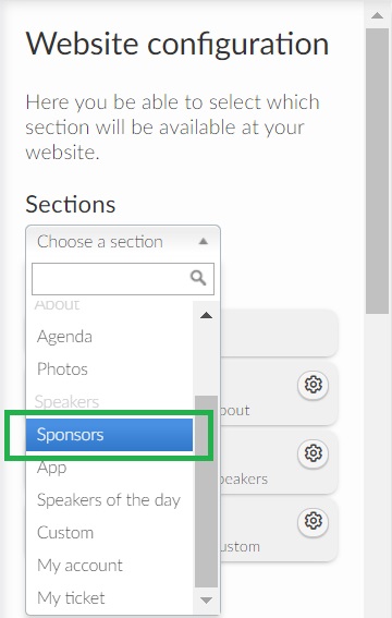 Screenshot of how to add a Sponsors section to the website
