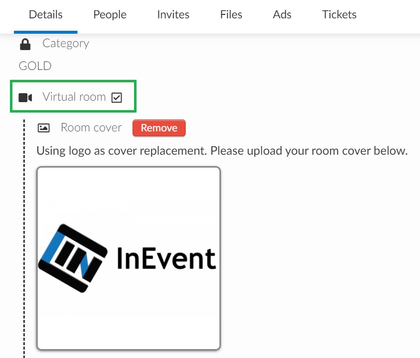 Screenshot of how to create a virtual room for a sponsor