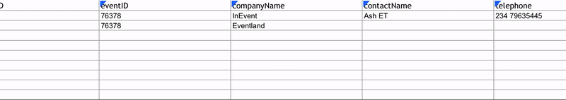 Gif showing how all the fields show in the spreadsheet report