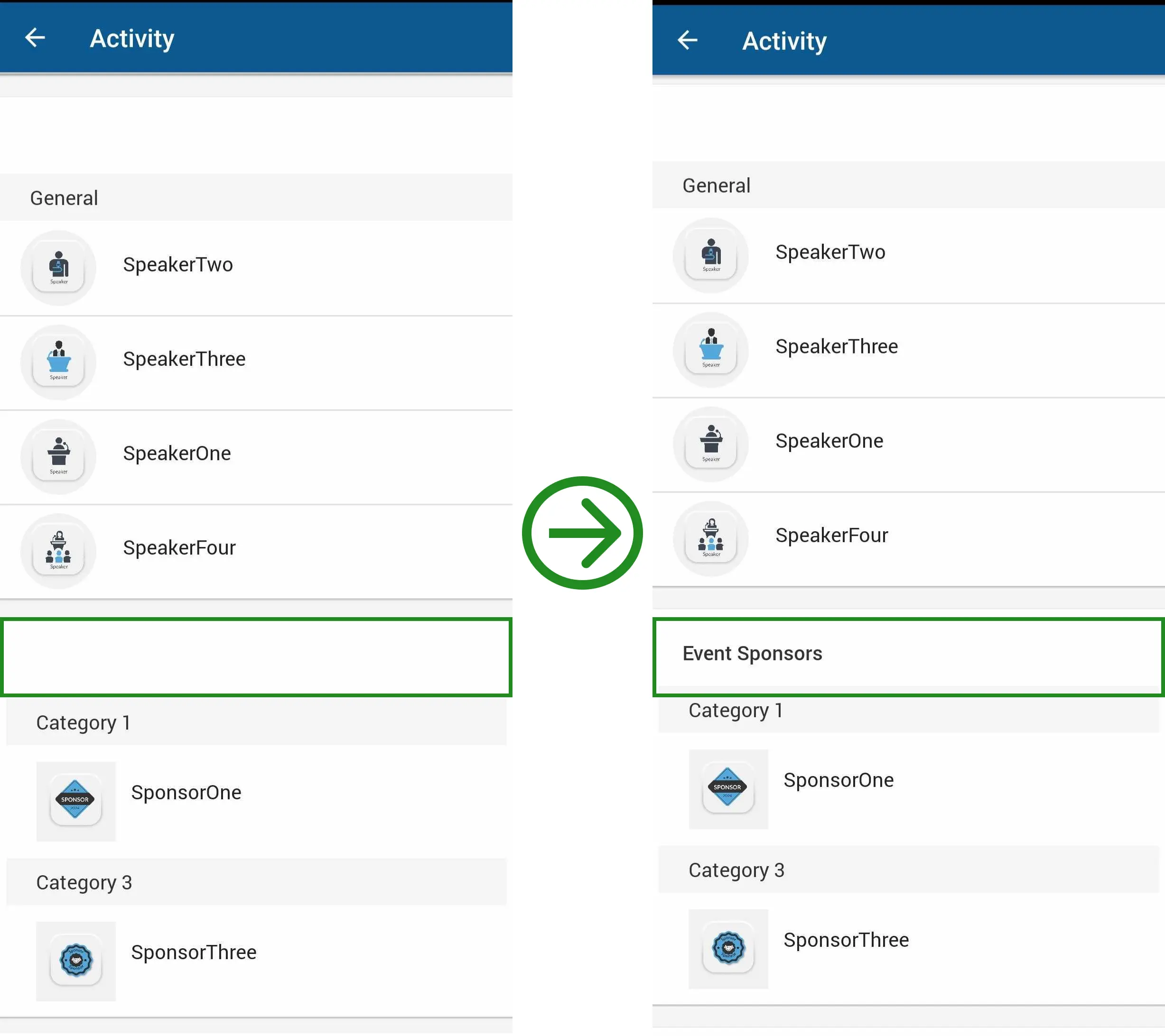 sponsor placeholders in app