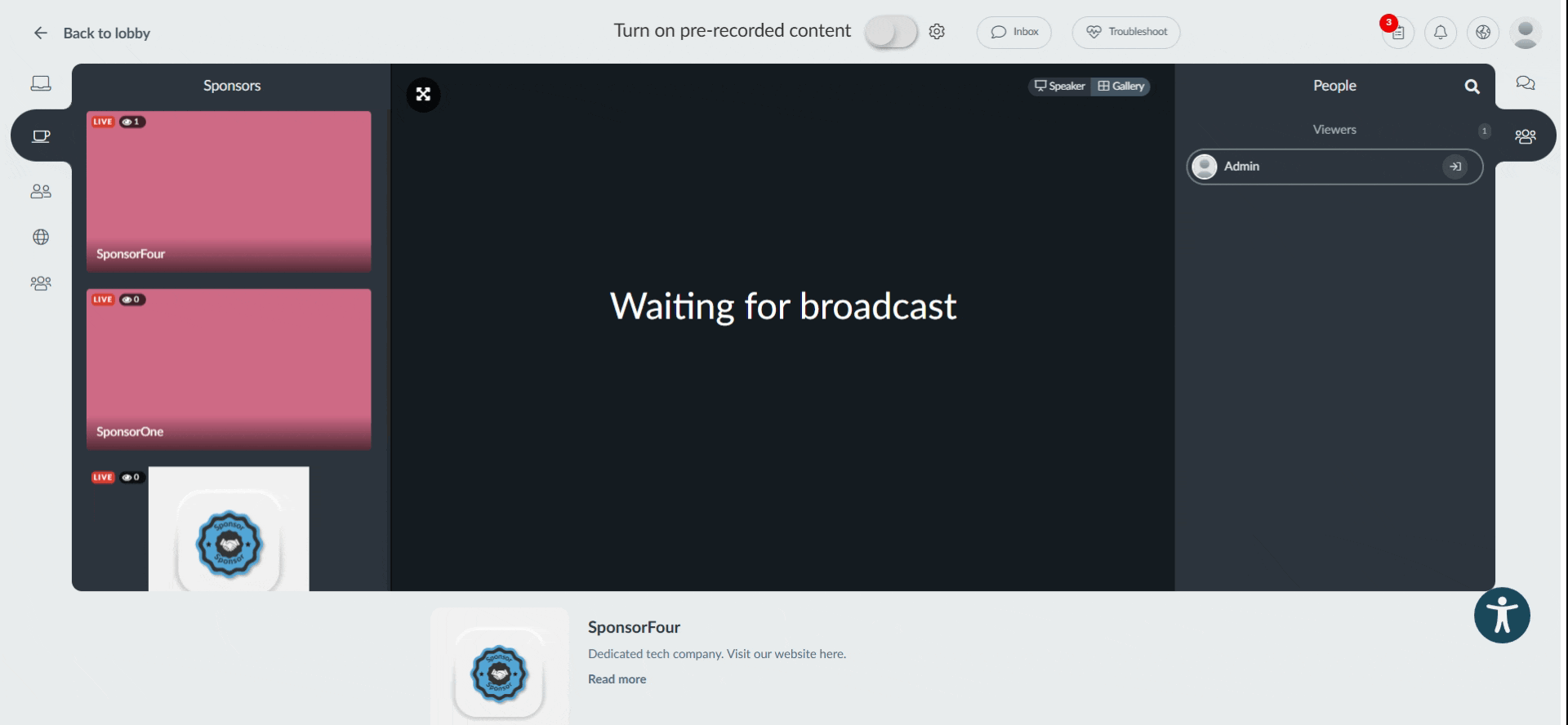 Gif showing attendee favorite sponsor from sponsor room.