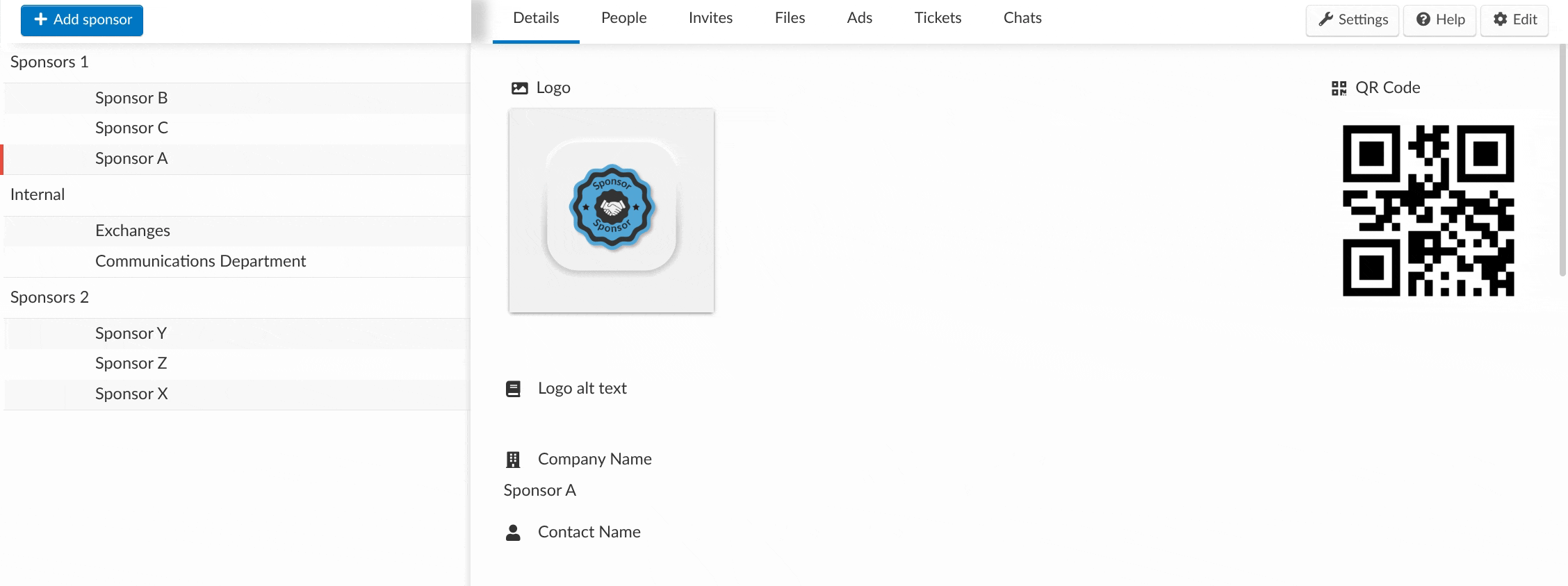 GIF showing alphabetical reorder of categories and sponsors