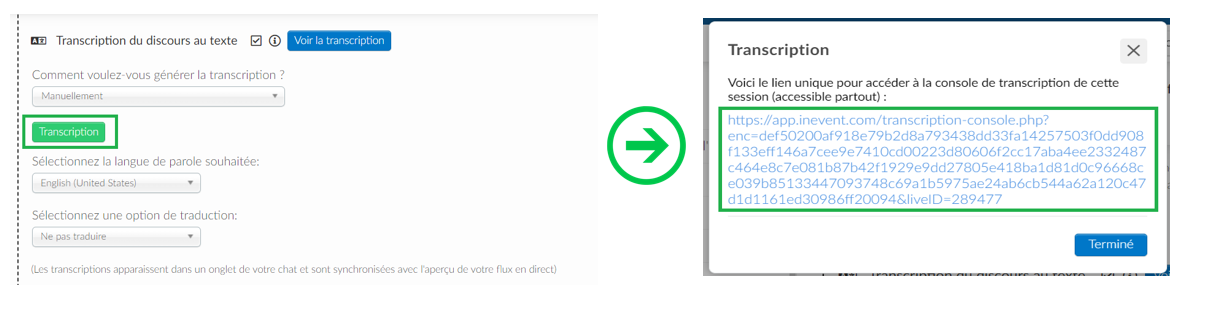 console de transcription à partager avec le transcripteur