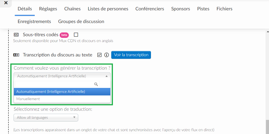 Transcription automatique