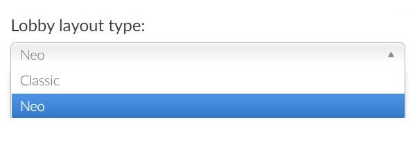 Screenshot of the layout options: Classic and Neo