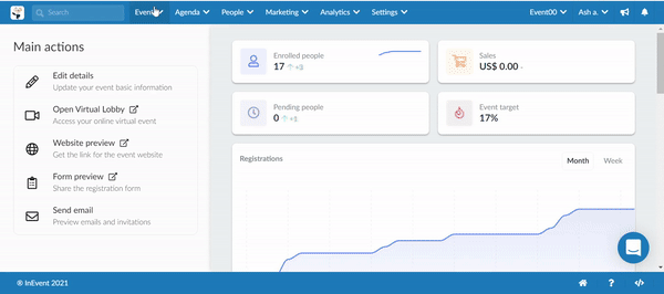 Gif about the Virtual Lobby page on the backend