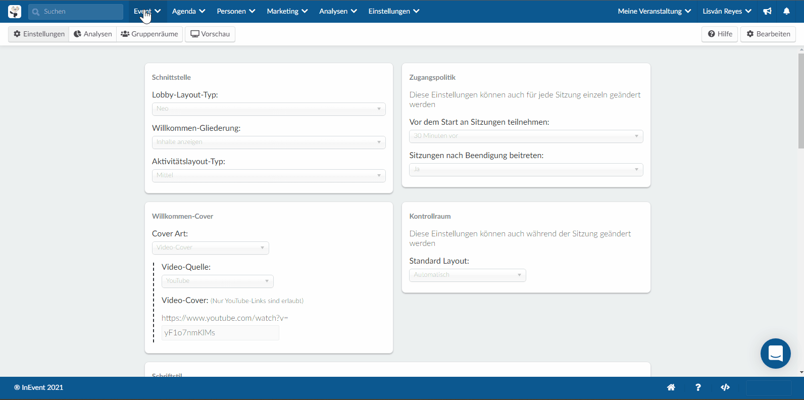 Gif about the Virtual Lobby page on the backend