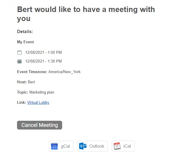Meeting confirmation email
