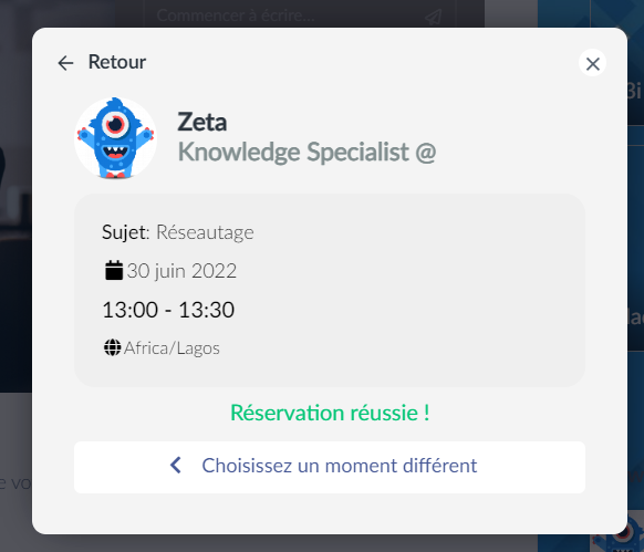 Une capture d'écran montrant la notification que vous recevrez lorsque la réservation est confirmée 