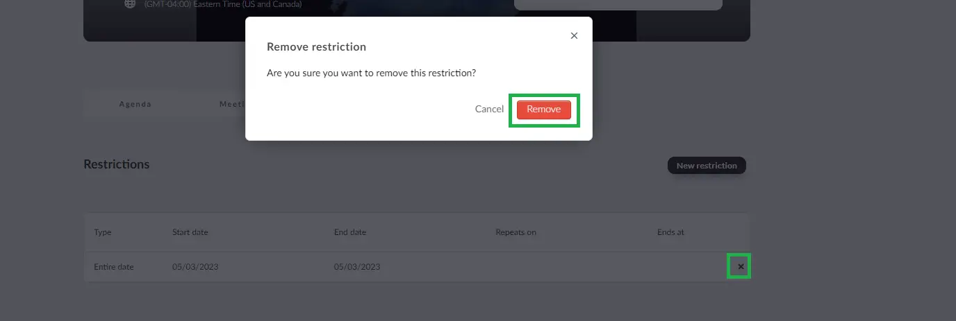 Removing a restriction