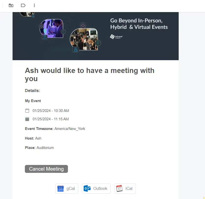 In-person meeting email notification