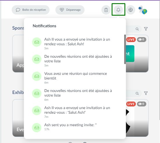  Notification de la réunion dans l'application Web pour les évènements en ligne 