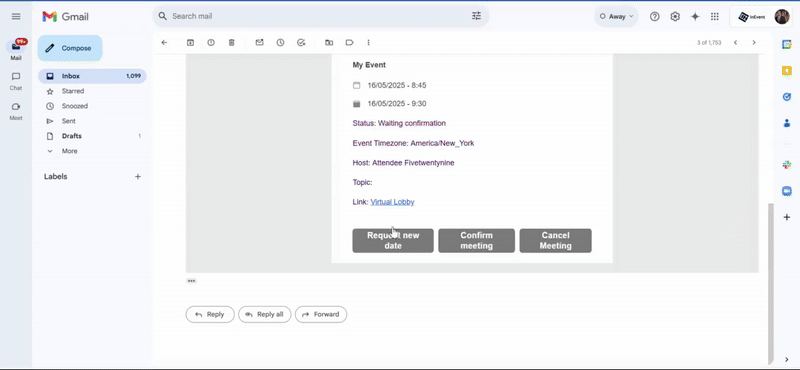 Gif showing how to request new date for meetings.