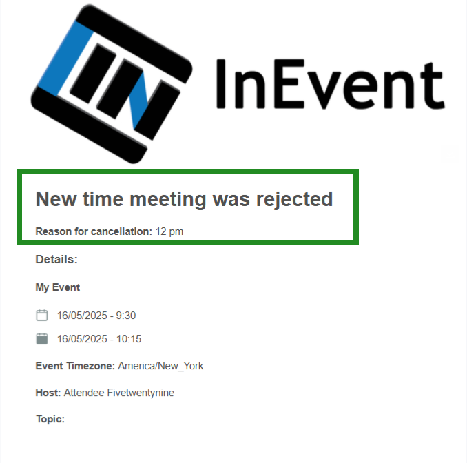Image showing rejection email and reason.