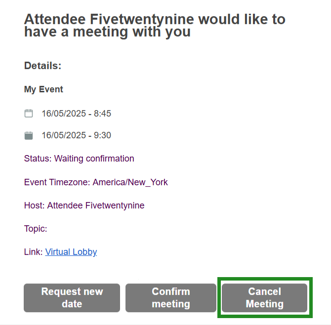 Cancel meeting through email