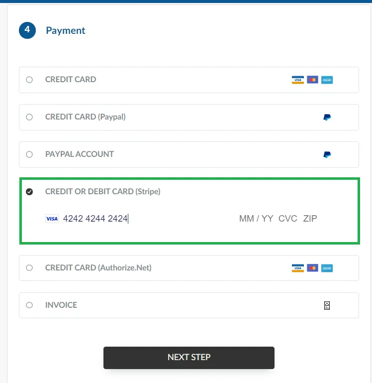 Stripe on the Purchase form