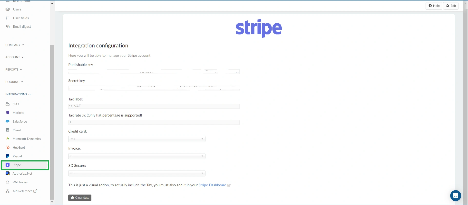 Stripe integration