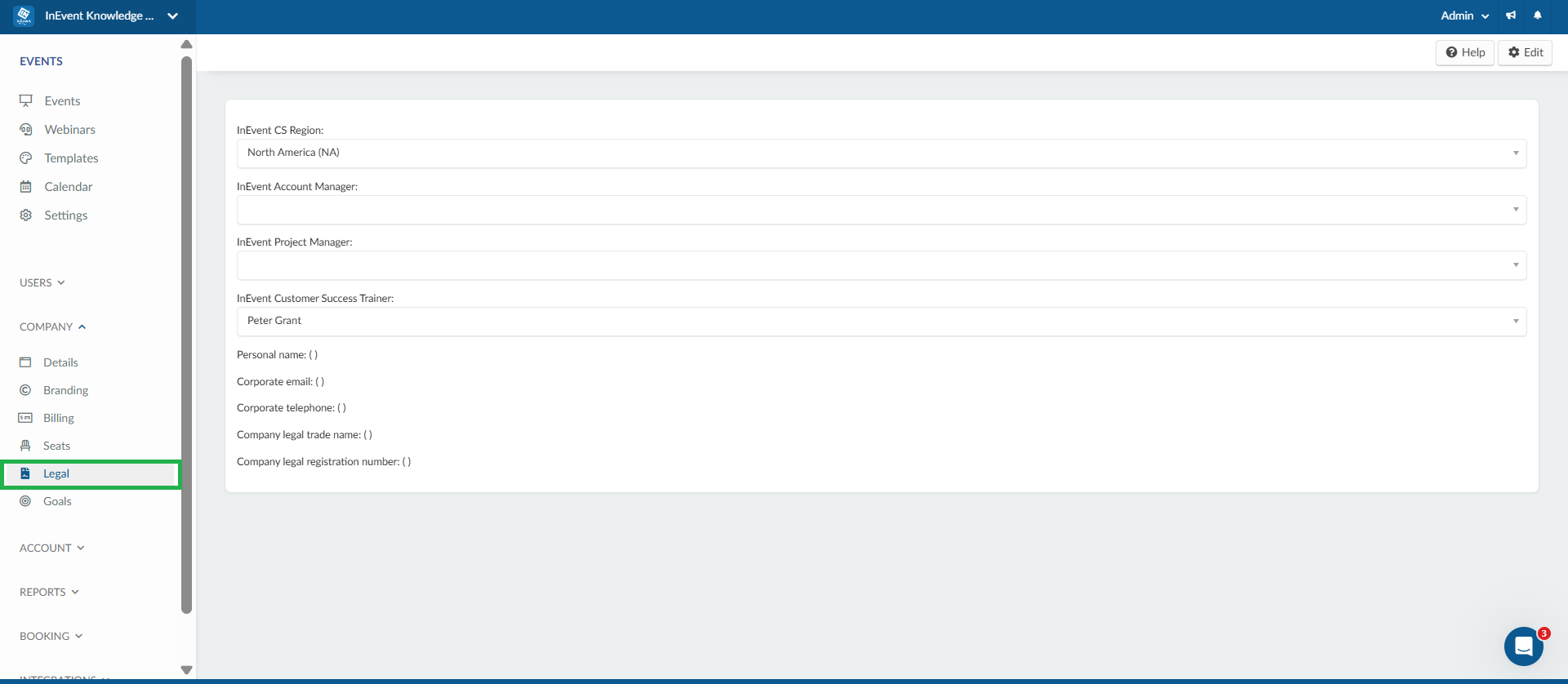 Image showing how to edit legal information