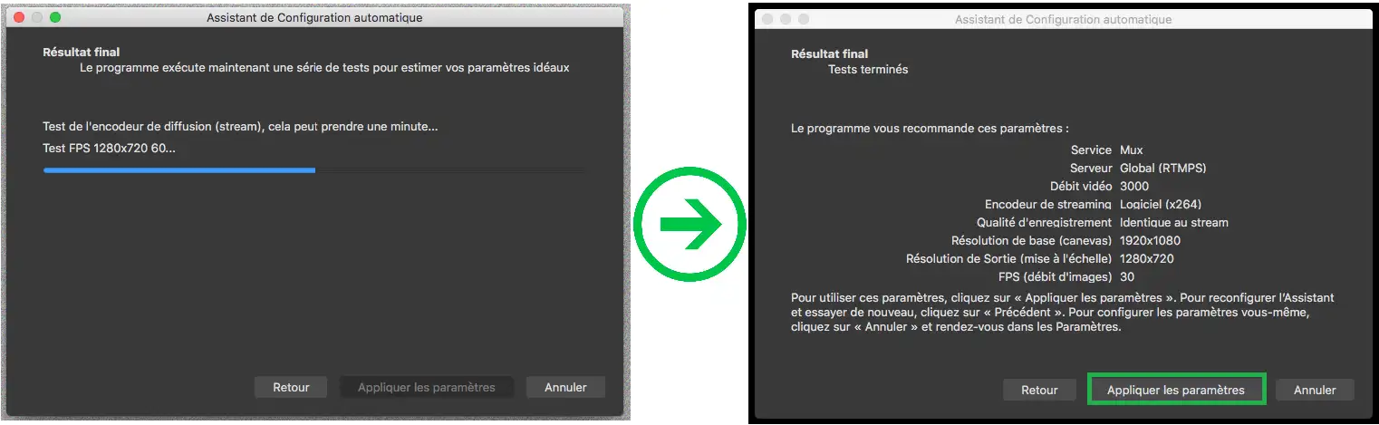 Résultat final: Appliquer les paramètres 