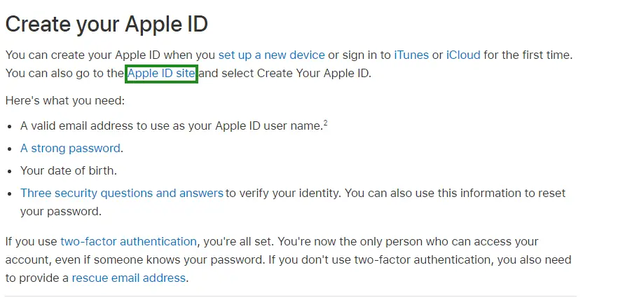 Create an Apple ID