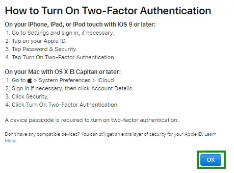 How to turn on two-factor authentication