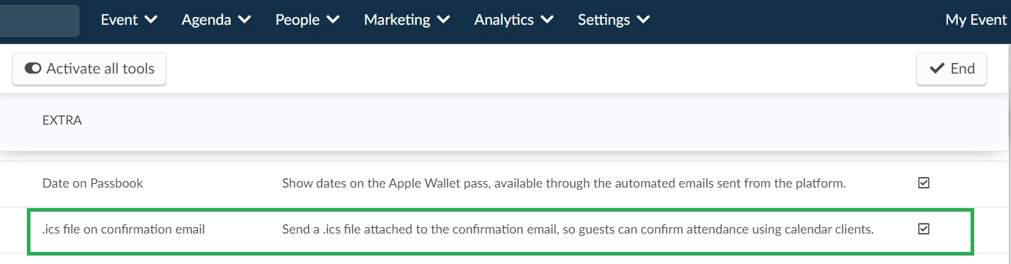 Screenshot of how to attach ics to the confirmation email