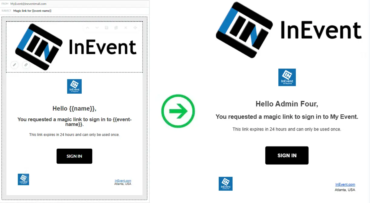 Magic link email