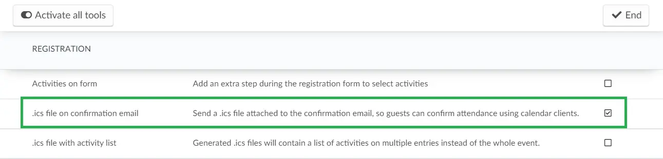 ics file confirmation email tools