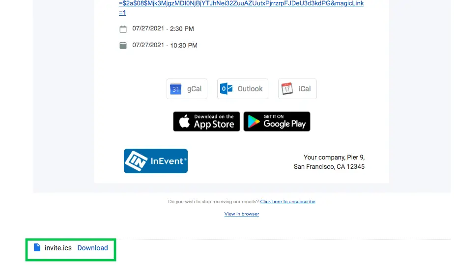 invite.ics in confirmation email