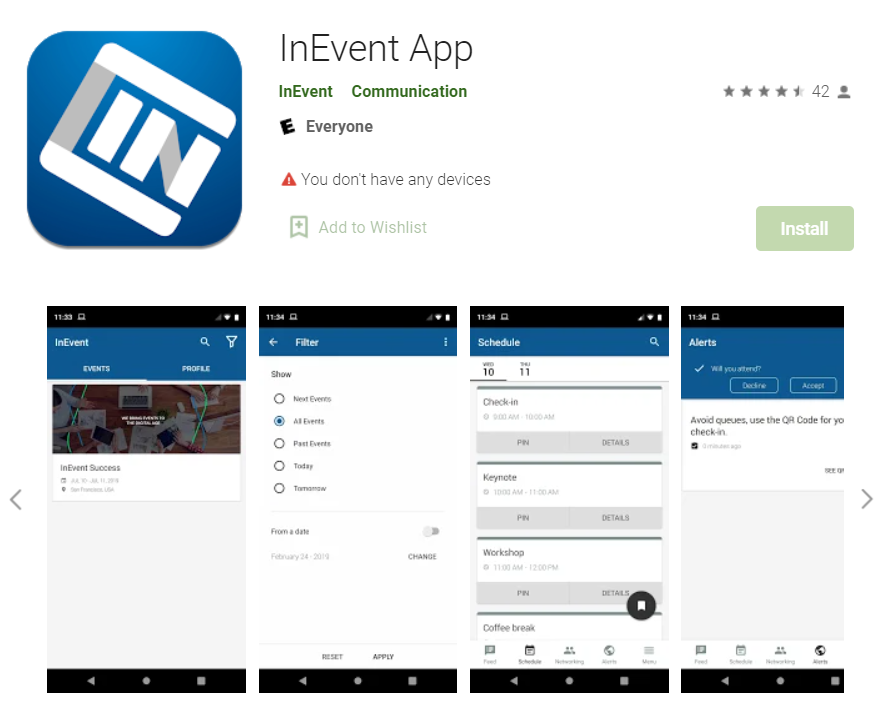 InEvent app en play Store
