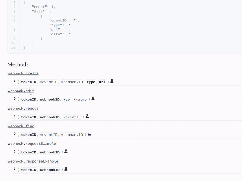 Gif showing how to remove a previously created webhook