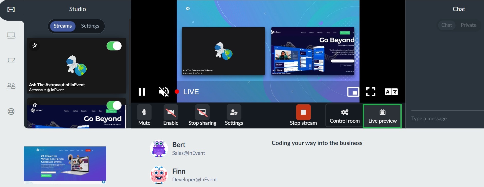 Live preview