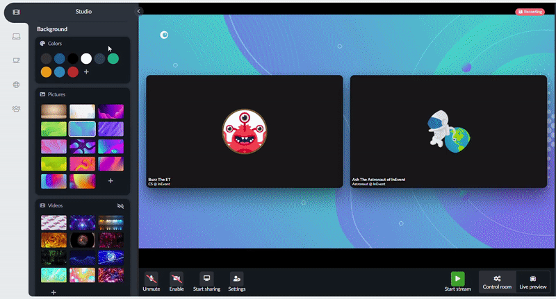 How to change the background in the Live Studio