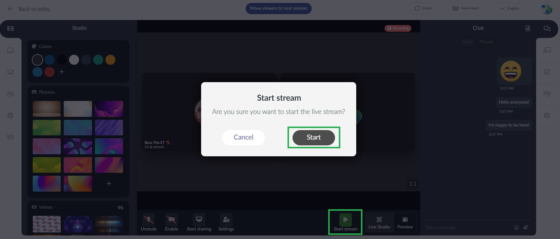 How to start the streaming