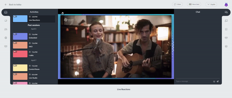 gif showing the live reactions
