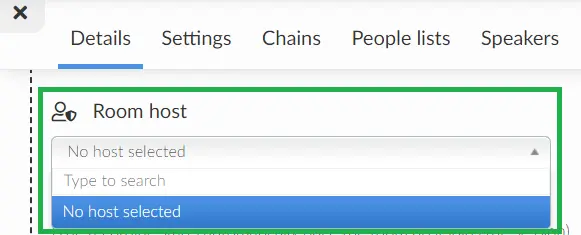 Choosing the room host for the live studio session