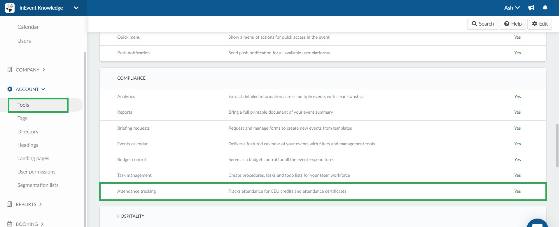 Enabling attendance tracking in the company level