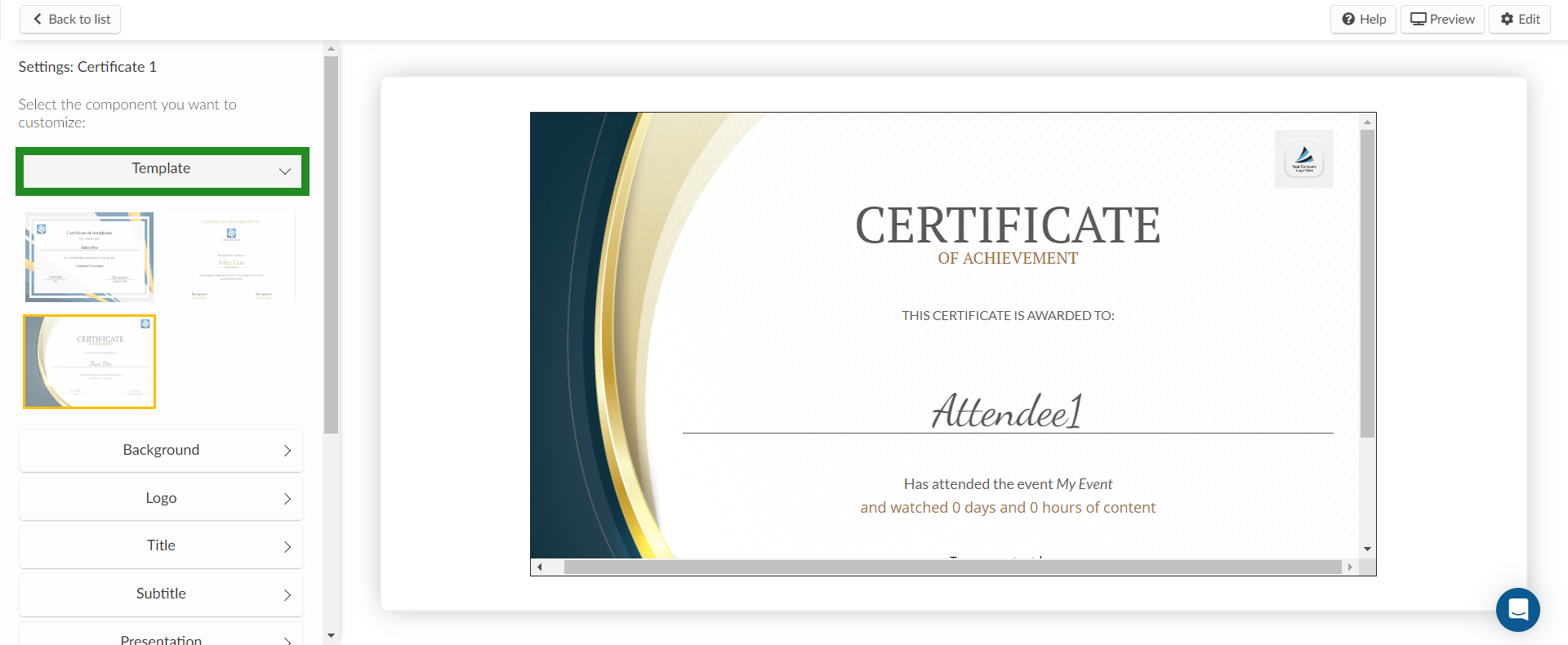 Setting up the certificate template