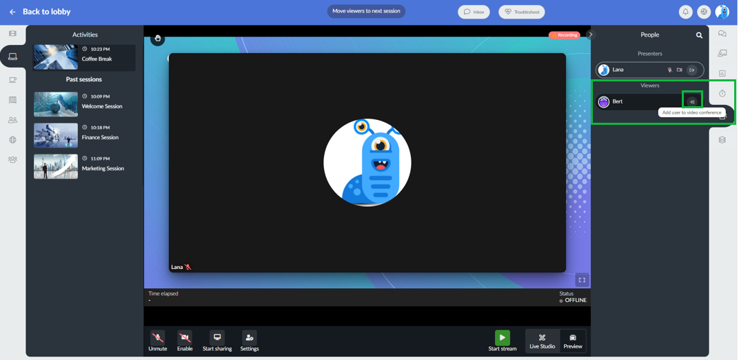 invite a viewer to speak