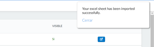 Mensaje de éxito para el procesamiento