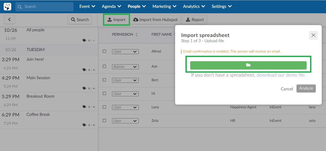 Importing your own spreadsheet