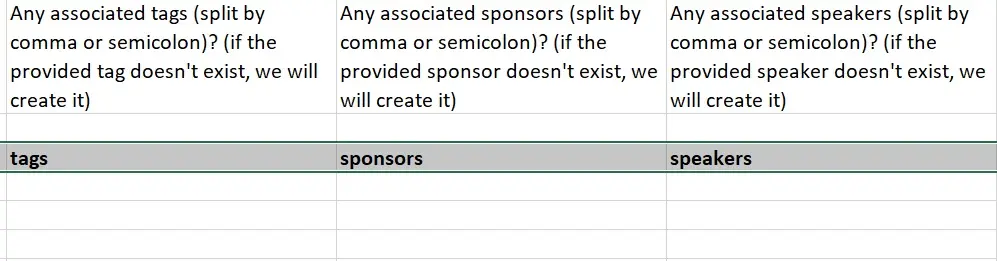 Importable spreadsheet - example