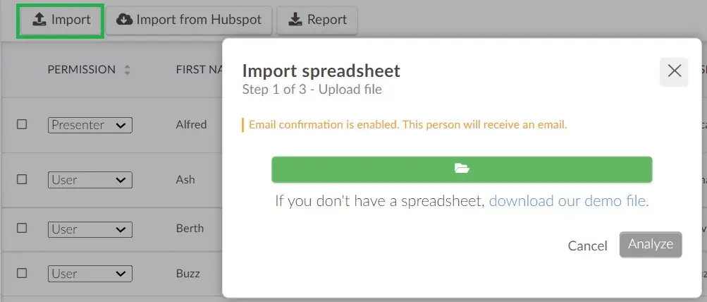 Analyze button