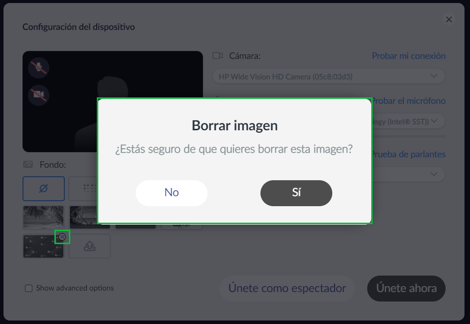 Eliminando de un fondo personalizado